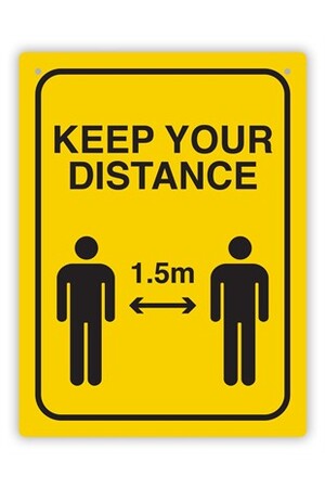 Social Distance Wall Sign - Black & Yellow