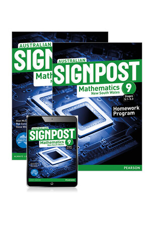 Australian Signpost Maths NSW - Year 9 (5.1 - 5.3): Combo Pack - Student Book, eBook and Homework Program (Print & Digital)