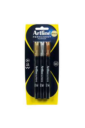 Artline Supreme Markers - 1.0mm Metallic: Assorted (Pack of 3)