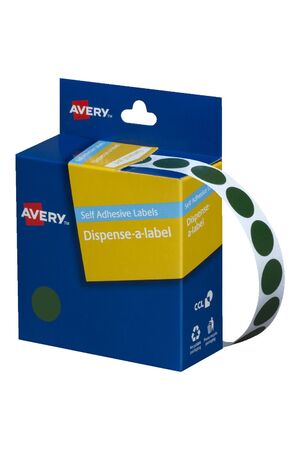 Avery Dispenser Stickers: Circle (14mm) - Green (Box of 1050)