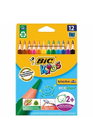 Bic Kids Evolution Coloured Pencils - Triangular (Pack of 12)