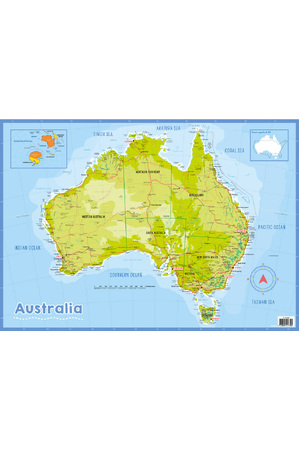 Map of Australia - Detailed (Centre-Folded) A1 Chart