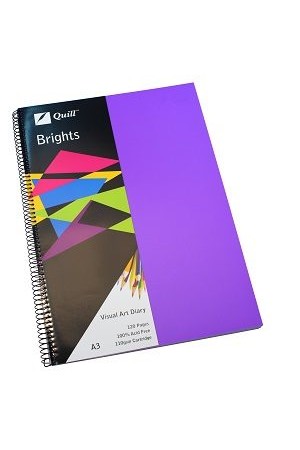 Quill Visual Art Diary - A3 Brights: Dark Purple (60 Leaf)