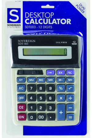 Sovereign Calculator - 12 Digit SDT003 Large (Dual Power)