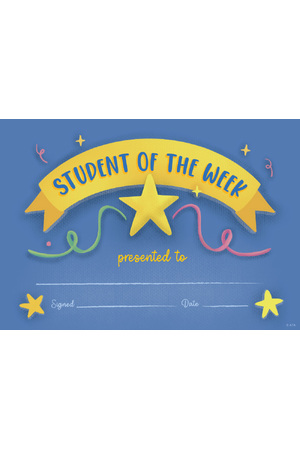 Student of the Week (Star) - Card Certificates (Pack of 20)