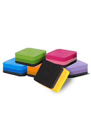 Visionchart Whiteboard Erasers Magnetic 50x50mm Assorted Colours - Pack of 12
