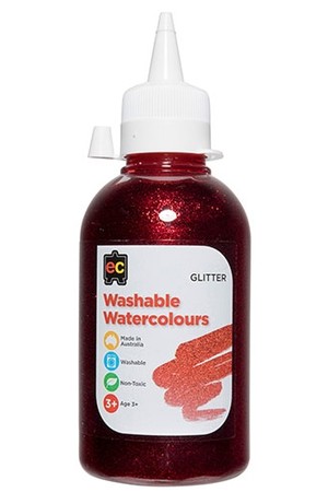 Washable Glitter Watercolour – 250mL: Red