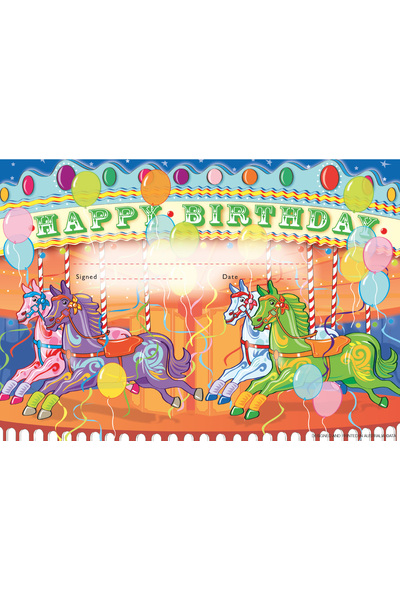 Merry-Go-Round Happy Birthday Certificate - Pack of 35 (Previous Design)