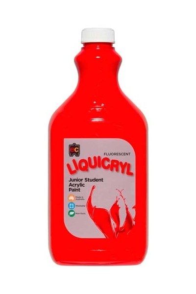 Liquicryl Fluorescent Junior Acrylic Paint 2L - Scarlet
