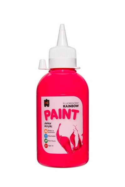 Fluorescent Rainbow Paint Junior Acrylic Paint 250mL - Pink