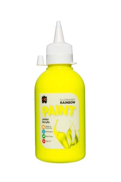 Fluorescent Rainbow Paint Junior Acrylic Paint 250mL - Yellow
