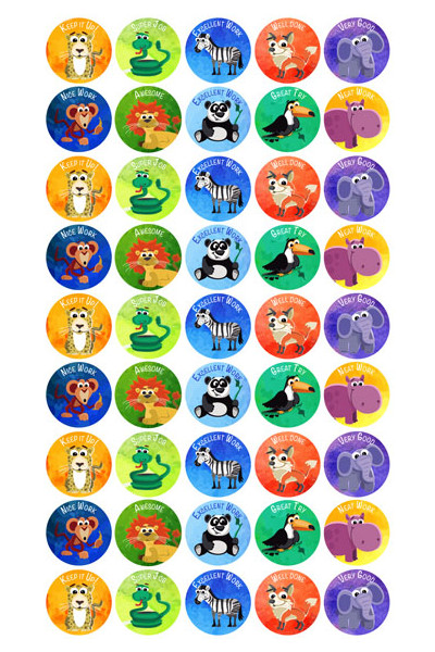 Jungle Animals Reward Stickers