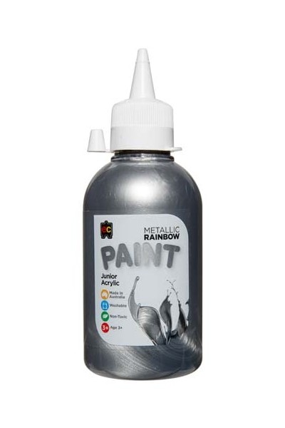 Metallic Rainbow Paint Junior Acrylic Paint 250mL - Silver