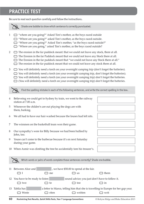 Maximising Test Results - NAPLAN*-style Literacy: Quick Skills Tests ...