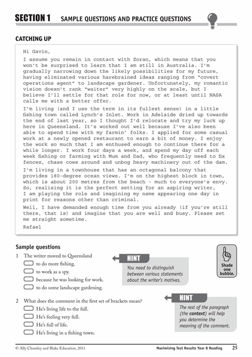Maximising Test Results - Preparing for NAPLAN*: Reading - Year 8
