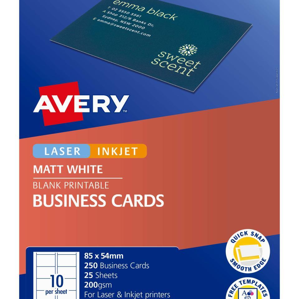 Avery Business Cards A4 (250 Business Cards / 25 Sheets) (4004182246740) Educational Resources