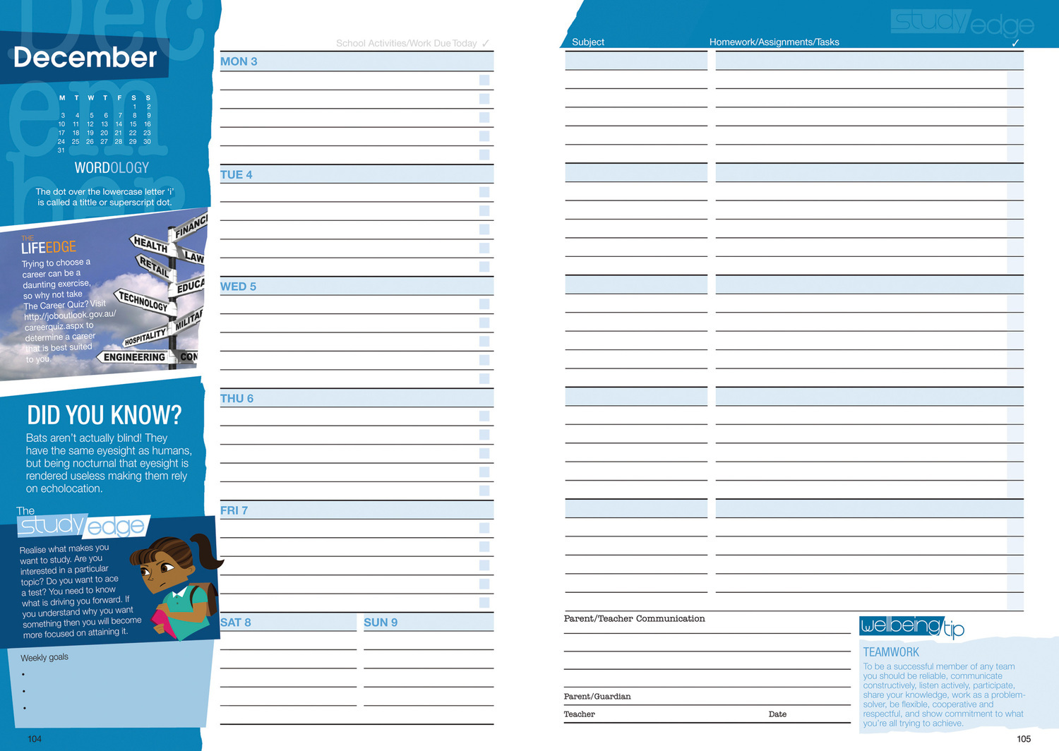 Homework organizer printable image