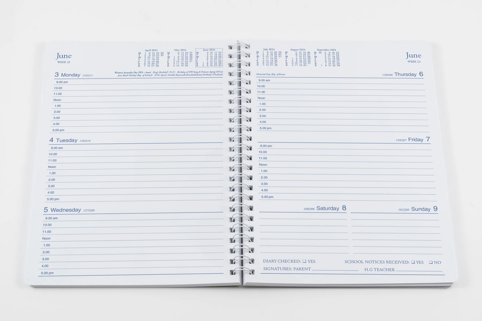 Collins Colplan Student Diary 2024 A5 Spiral Bound (Week to View