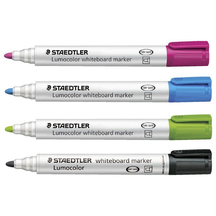 Staedtler Lumocolor Whiteboard Markers Bullet 2mm Brights (Pack of 4