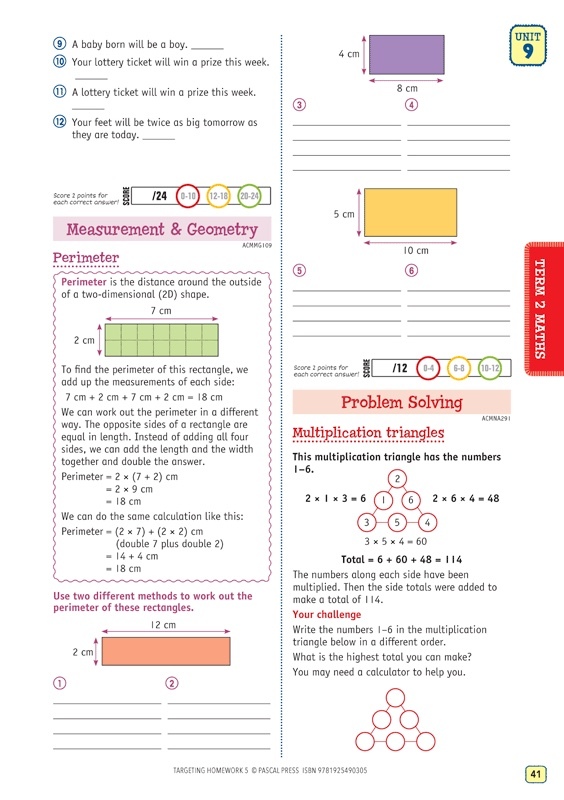 Targeting homework year 1 picture