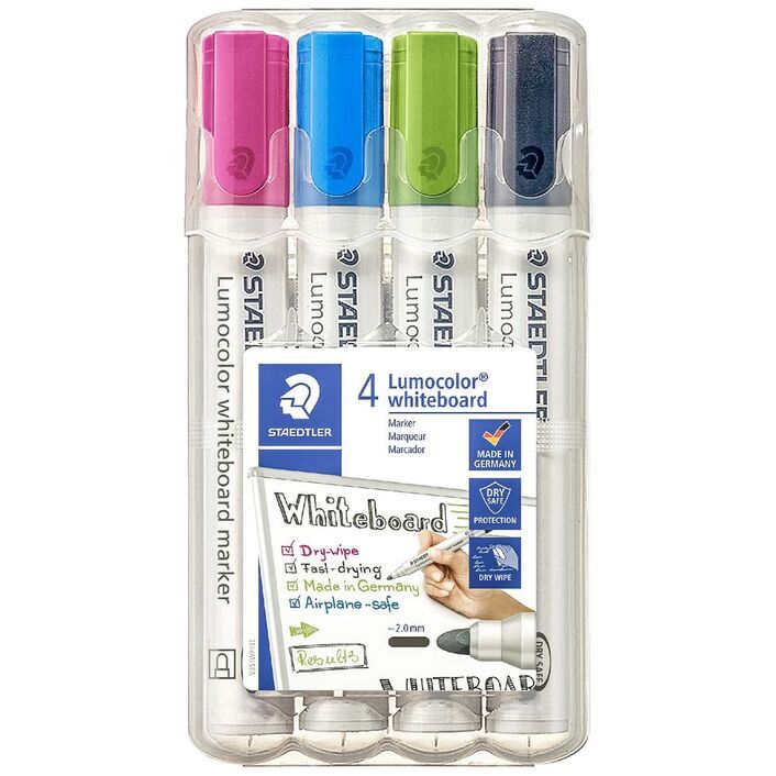Staedtler Lumocolor Whiteboard Markers Bullet 2mm Brights (Pack of 4
