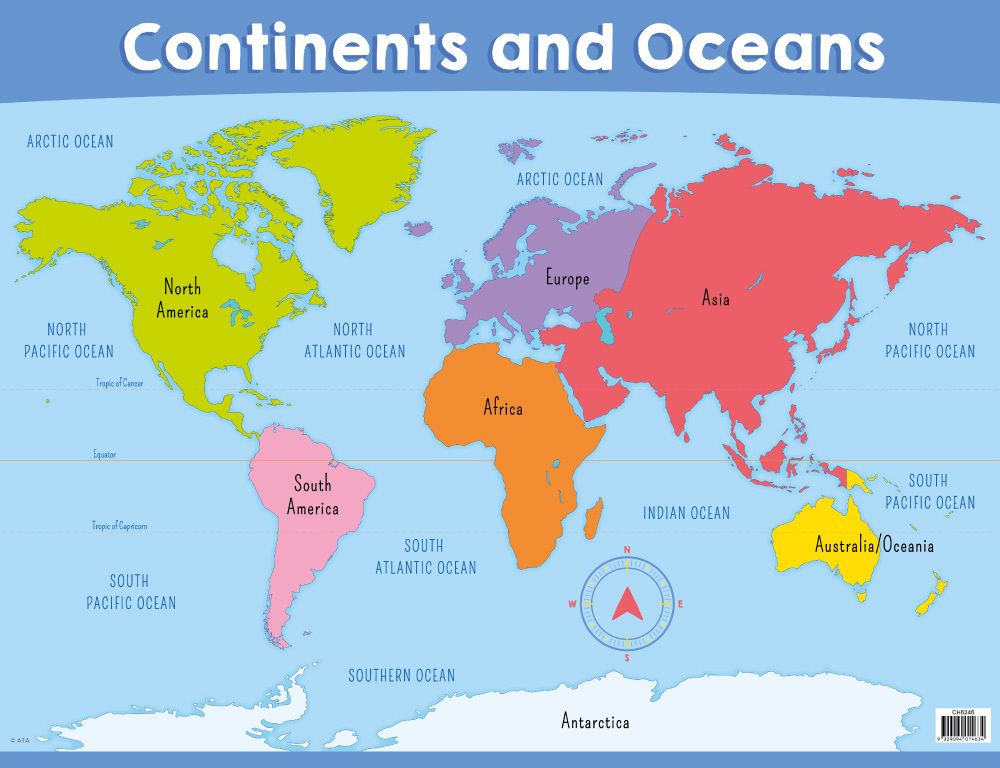 Map Of The Continents And Oceans Printable