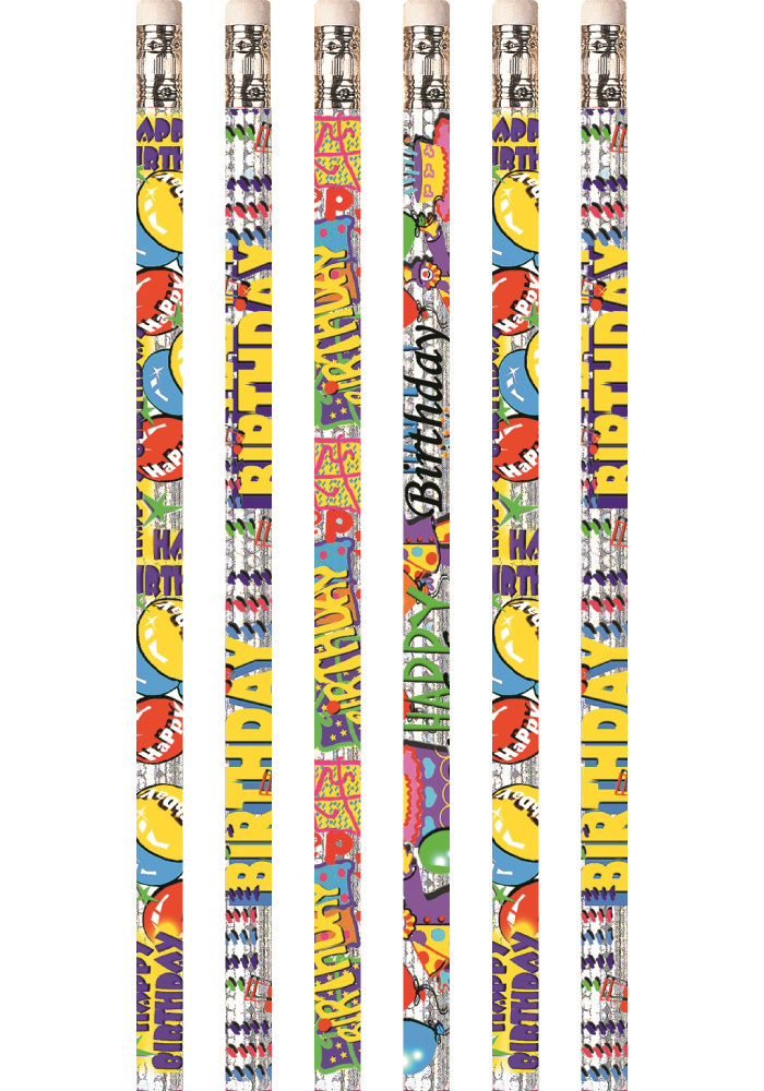 Happy Birthday Glitz Pencils - Pack of 10 - Australian Teaching