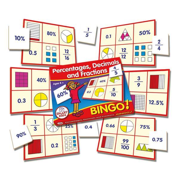 Percentages, Decimals & Fractions Bingo Smart Kids