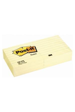 Post-It Notes Lined: Yellow - 76mm x 76mm (6 Pack)