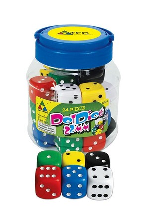 Dice - 6 Face: Dot 22mm Jar