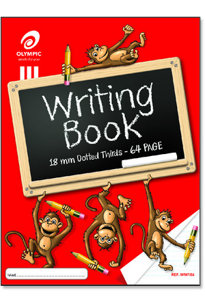 Olympic Writing Book (Monkeys) - 335x240mm, 18mm Dotted Thirds: 64 Pages (Single Book)