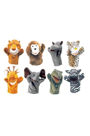 Safari Animal Hand Puppets - Set of 8