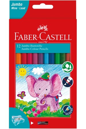 Faber-castell Jumbo Pencil Coloured - Free Sharpener (Pack of 12)