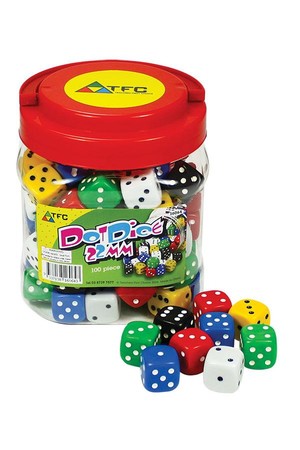 Dice - 6 Face: Dot 22mm Jar