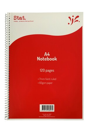 Stat Notebook: A4 60gsm 7mm Ruling - Red 120 Pages (Pack of 10)