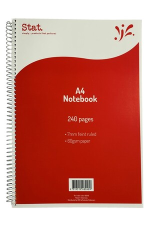 Stat Notebook: A4 60gsm 7mm Ruling - Red 240 Pages (Pack of 5)