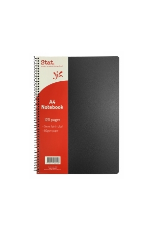 Stat Notebook: A4 60gsm 7mm Ruling - Black 120 Pages (Pack of 10)