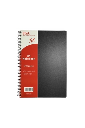 Stat Notebook: A4 60gsm 7mm Ruling - Black 240 Pages (Pack of 5)