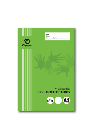 Olympic Exercise Book - A4 18mm Dotted-Thirds (D186I): 64pg (Single)