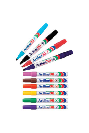 Artline 90 Permanent Markers Assorted Colours - Box of 12