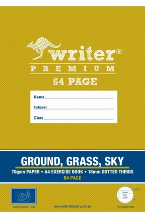 Ground, Grass, Sky Exercise Book - 18mm Dotted Thirds (64 Pages)