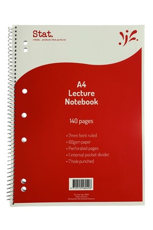 Notebook Stat A4 Lecture 60gsm 8mm Ruling - Red (140 pages)