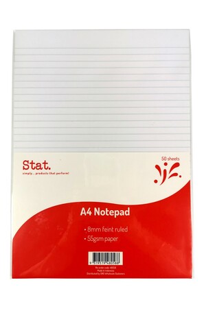 A4 Notepad - 55gsm 7mm Ruling: White (50 Sheets)