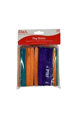Wooden Popsticks - Coloured (Pack of 150)