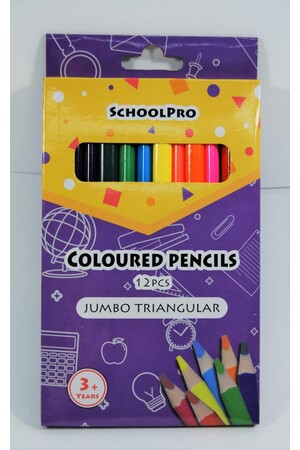 Schoolpro Jumbo Triangle Pencil - Coloured (Box of 12)