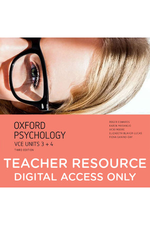 Oxford VCE Psychology - Units 3+4: Teacher obook/assess (Digital Access Only)