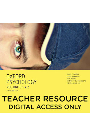 Oxford VCE Psychology - Units 1+2: Teacher obook/assess (Digital Access Only)