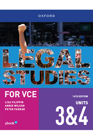 Legal Studies for VCE - Unit 3 & 4: Student Book + obook pro (Print & Digital)