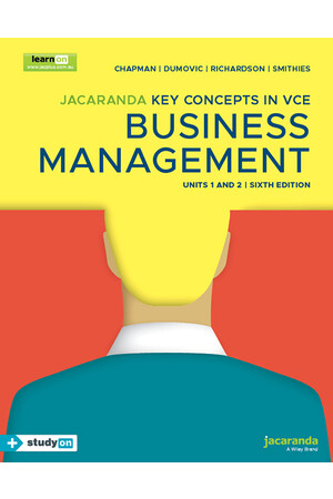Jacaranda Key Concepts in VCE Business Management - Units 1 & 2 (6th Edition) learnON & Print + studyON (Print & Digital)