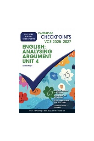 Cambridge Checkpoints VCE English: Analysing Argument Unit 4 2025-2027 (print and digital)